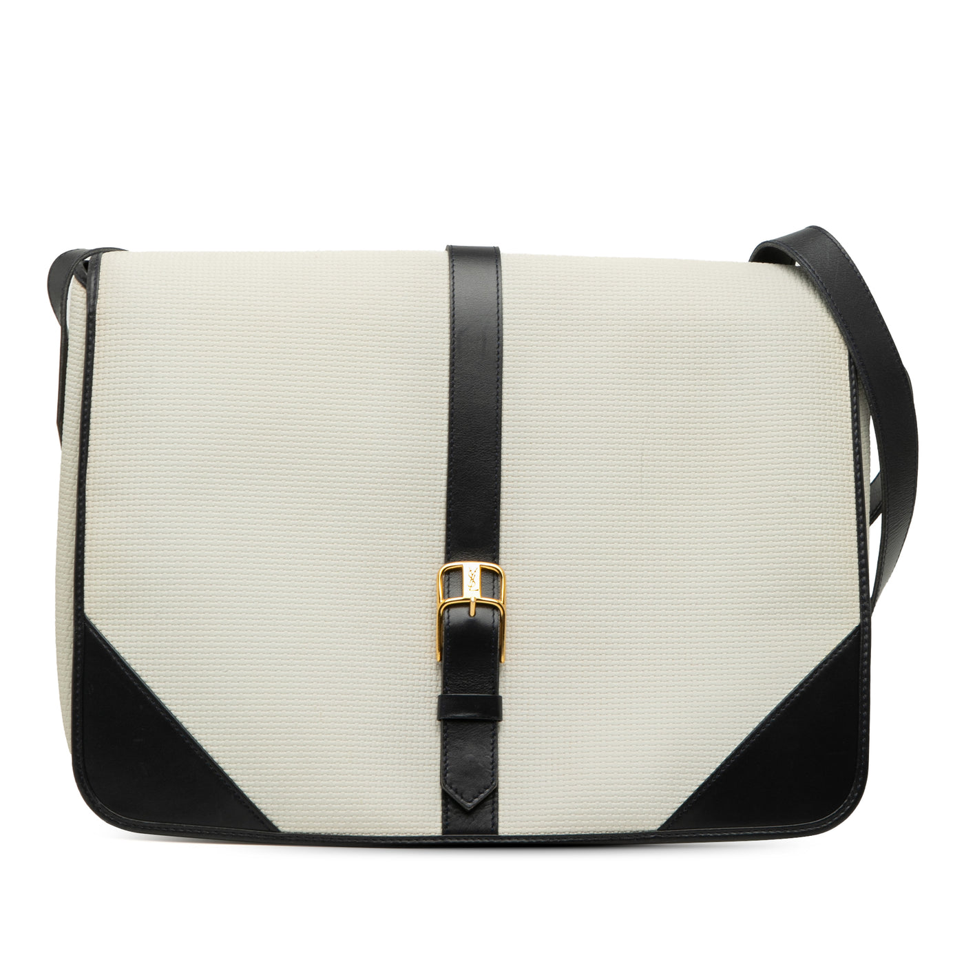 Leather Trimmed Canvas Messenger Bag - Image 1
