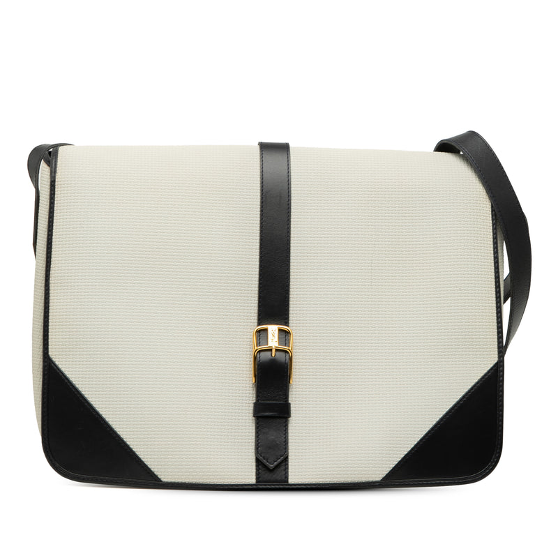 Leather Trimmed Canvas Messenger Bag