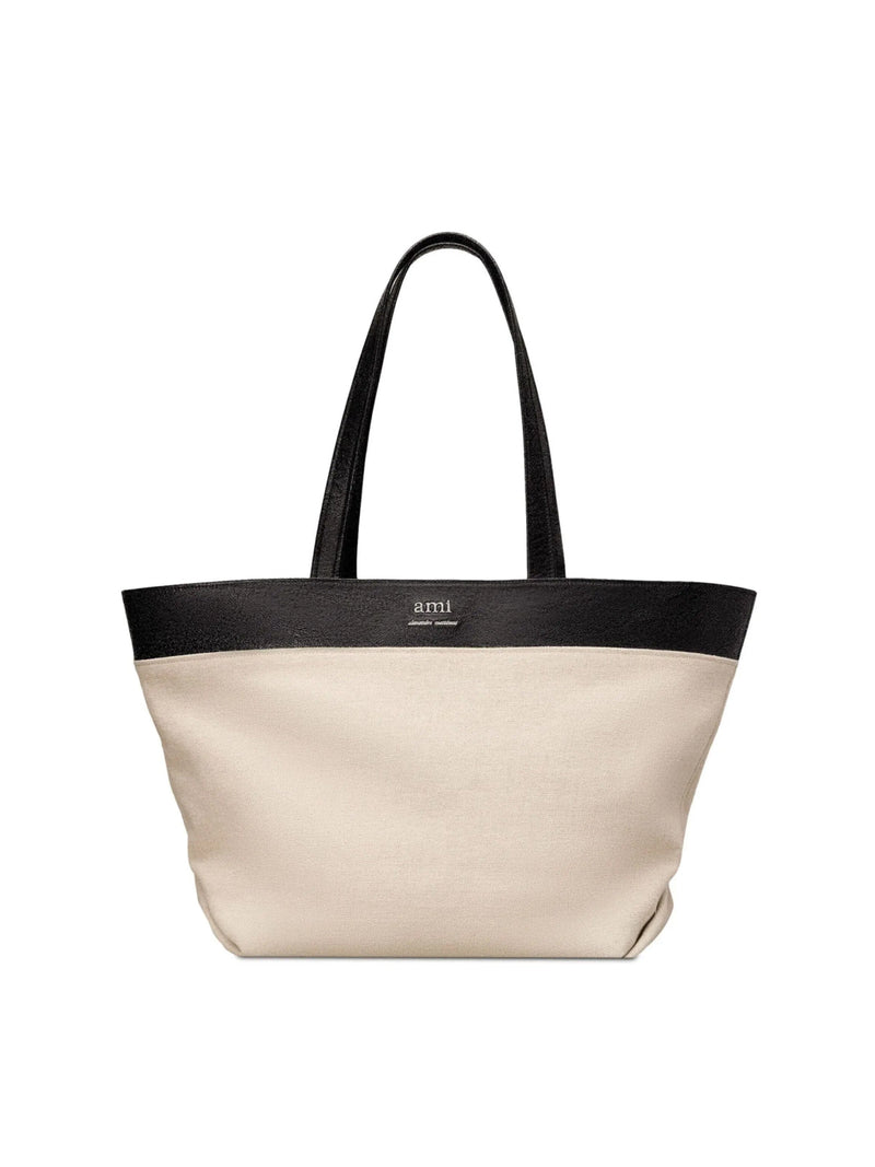 Ami Paris Tote Bag — Beige Textile