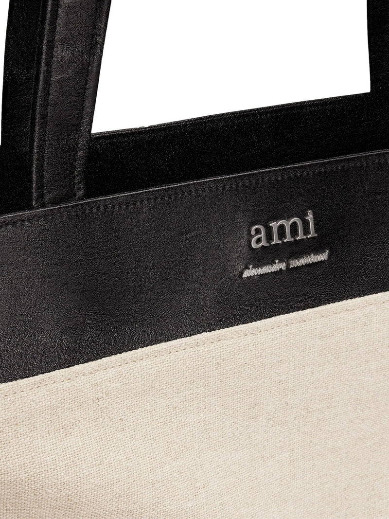 Ami Paris Tote Bag — Beige Textile