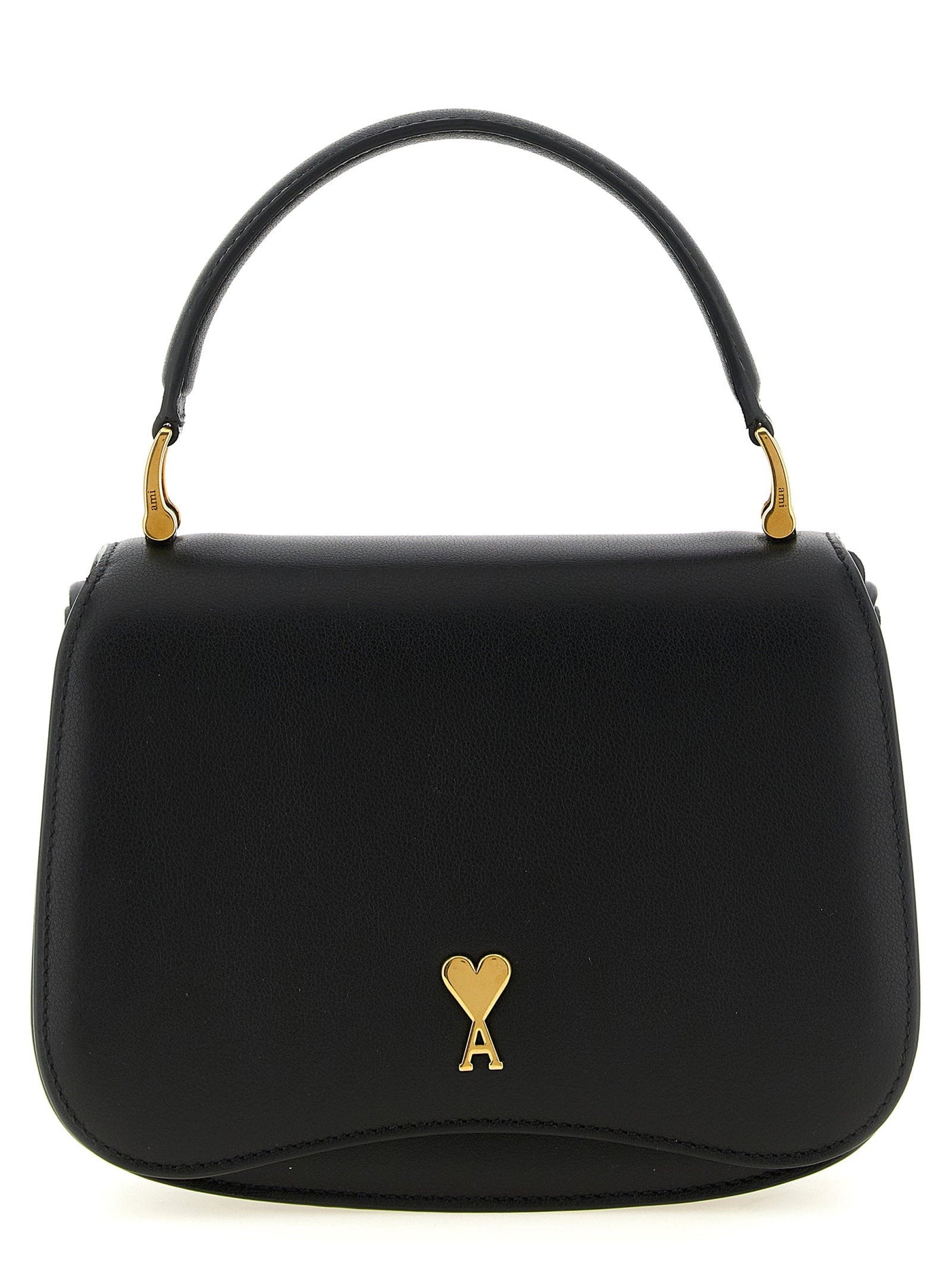 Ami Paris Shoulder Bag — Black Fine-grain Calf Leather
