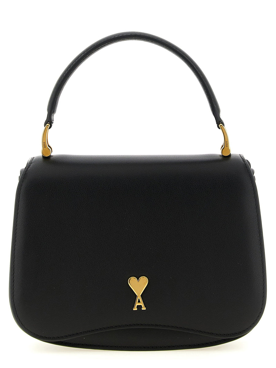 Ami Paris Shoulder Bag — Black Fine-grain Calf Leather