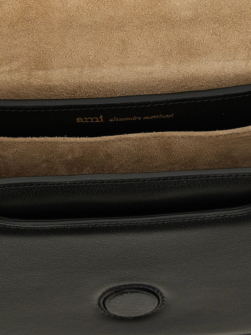 Ami Paris Shoulder Bag — Black Fine-grain Calf Leather