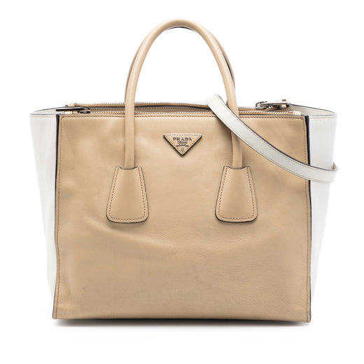 Bicolor Glace Calf Twin Pocket Double Handle Satchel - Image 1