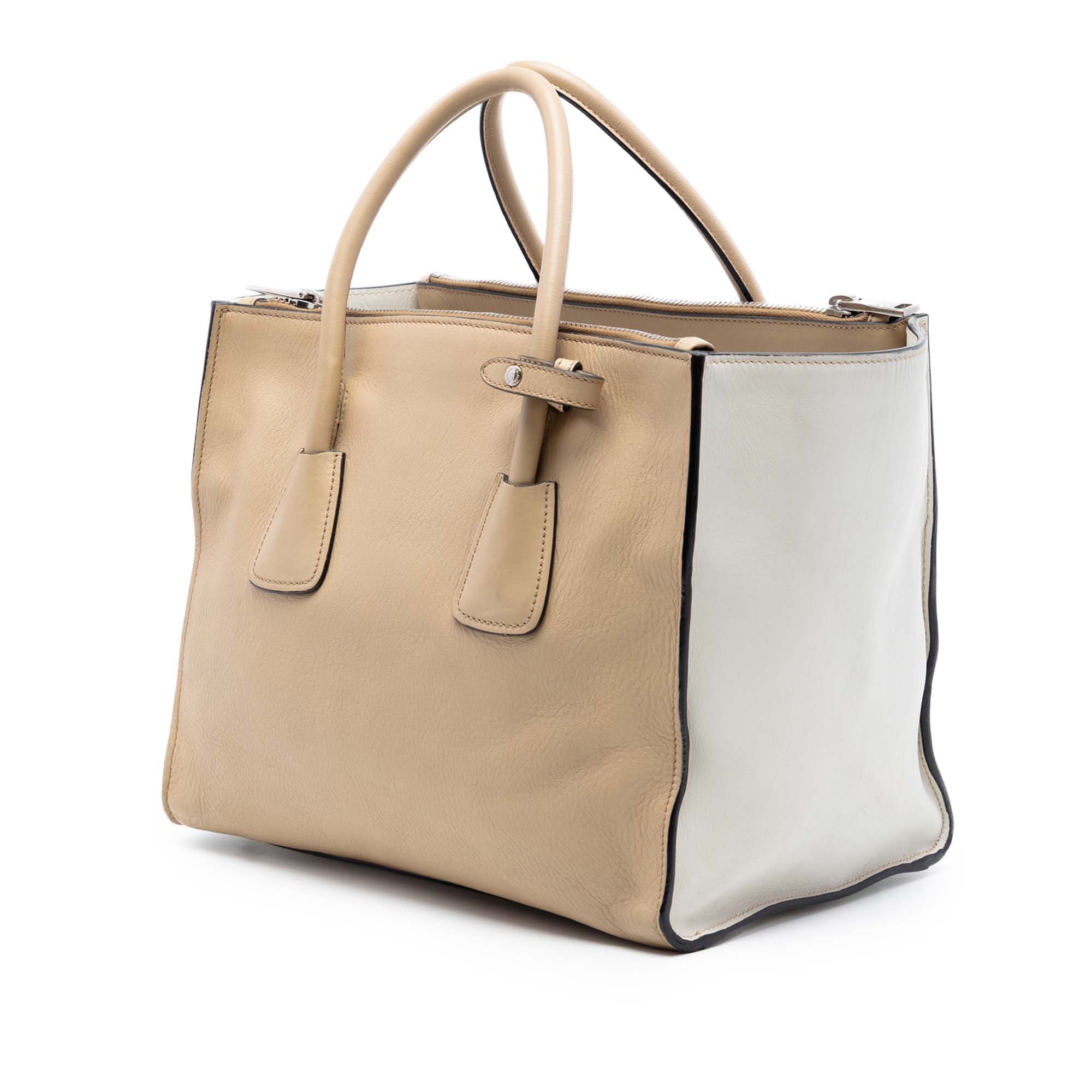Bicolor Glace Calf Twin Pocket Double Handle Satchel - Image 2