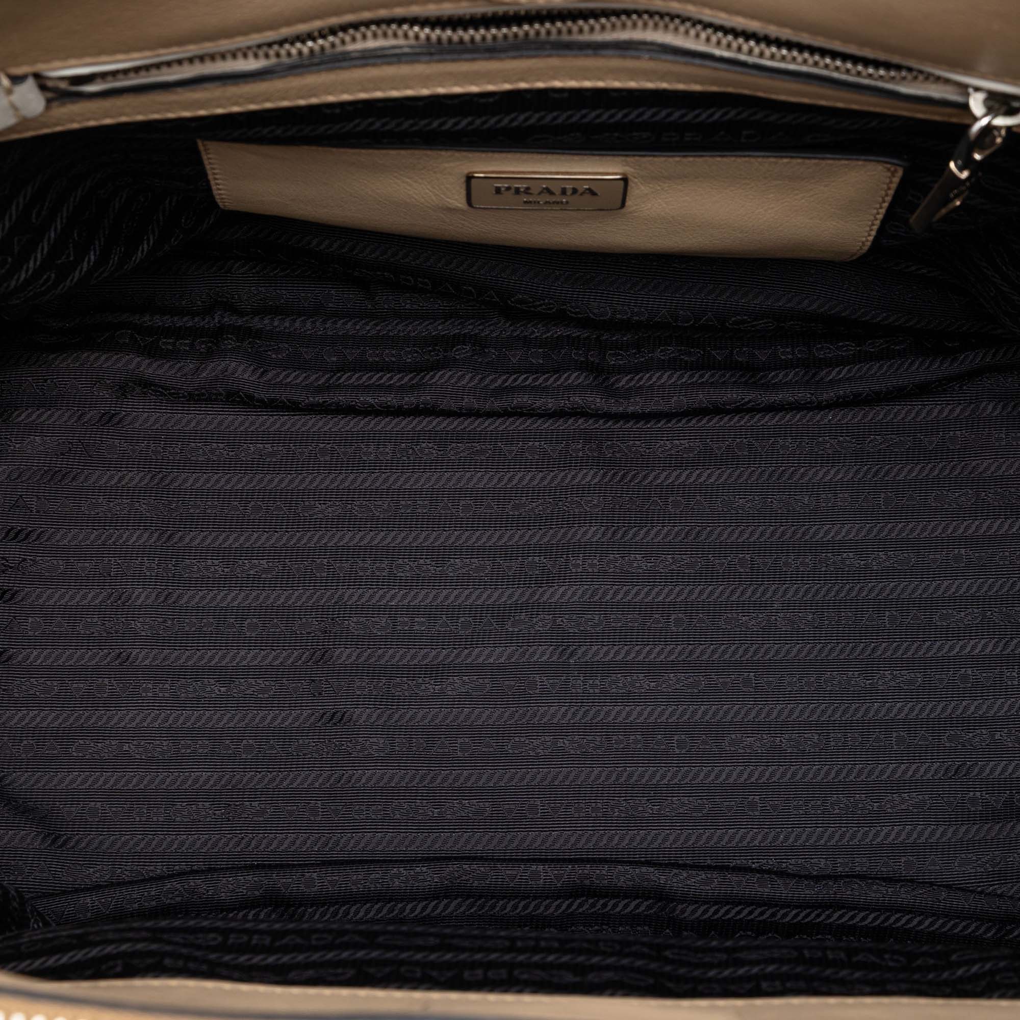 Bicolor Glace Calf Twin Pocket Double Handle Satchel - Image 4