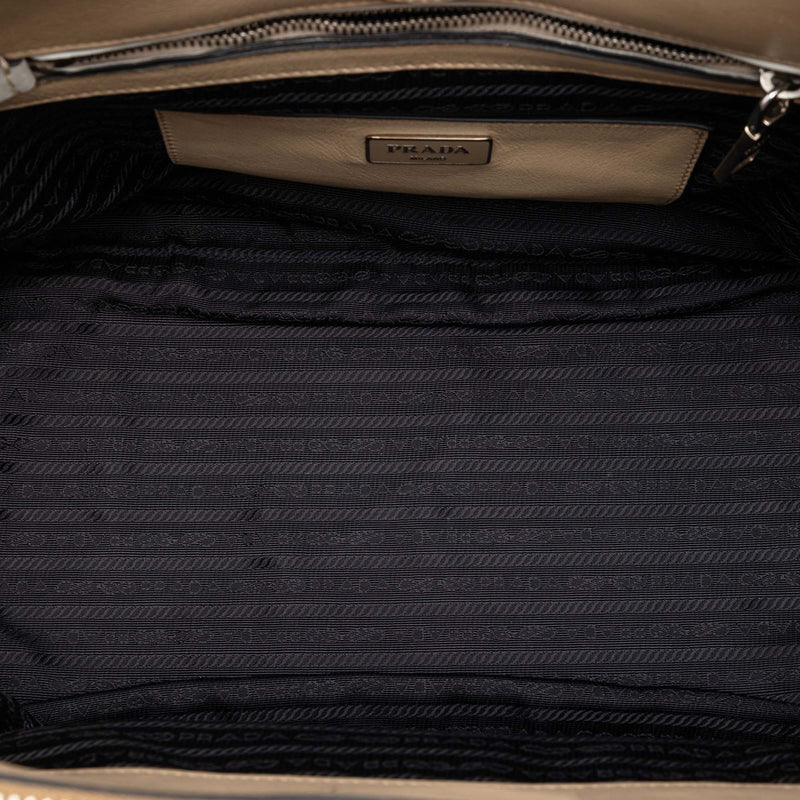 Bicolor Glace Calf Twin Pocket Double Handle Satchel - Image 4