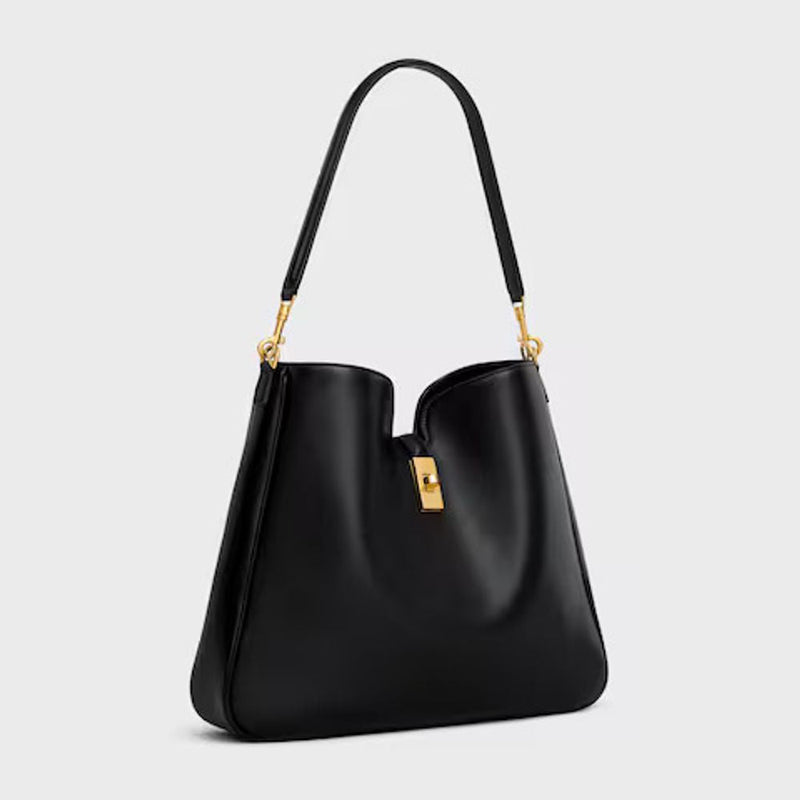 Celine E25 Shoulder Bag — Black Leather