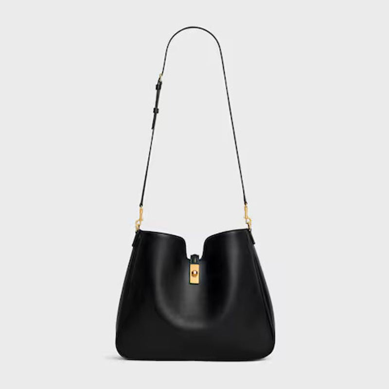Celine E25 Shoulder Bag — Black Leather