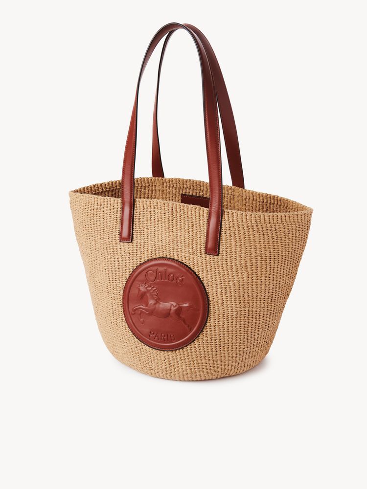 Chloé Woven Straw With Leather Tote Bag — Brown