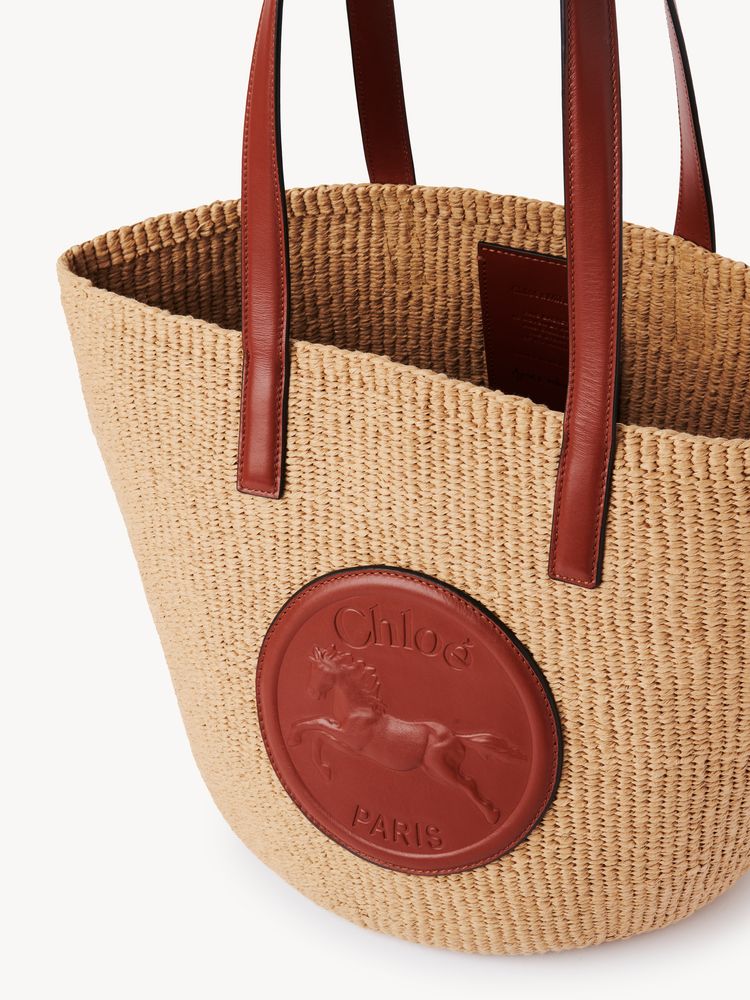 Chloé Woven Straw With Leather Tote Bag — Brown