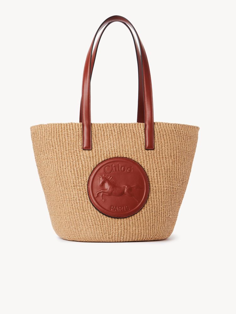 Chloé Woven Straw With Leather Tote Bag — Brown