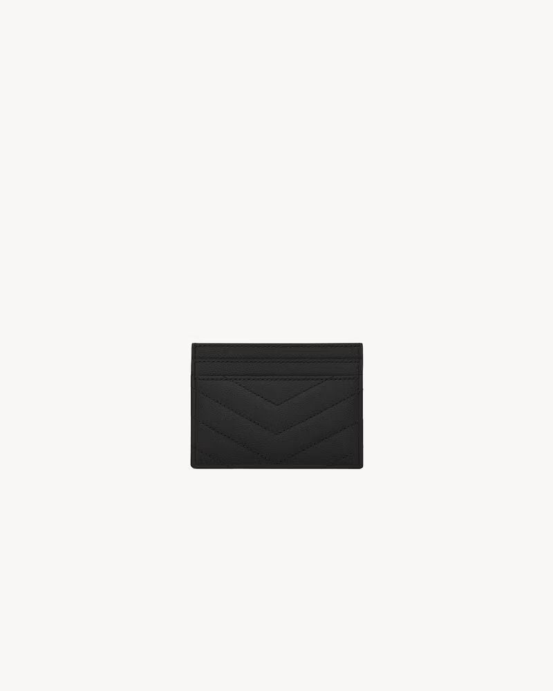 Saint Laurent Ysl Logo Quilted Card Case — Black Leather Cases
