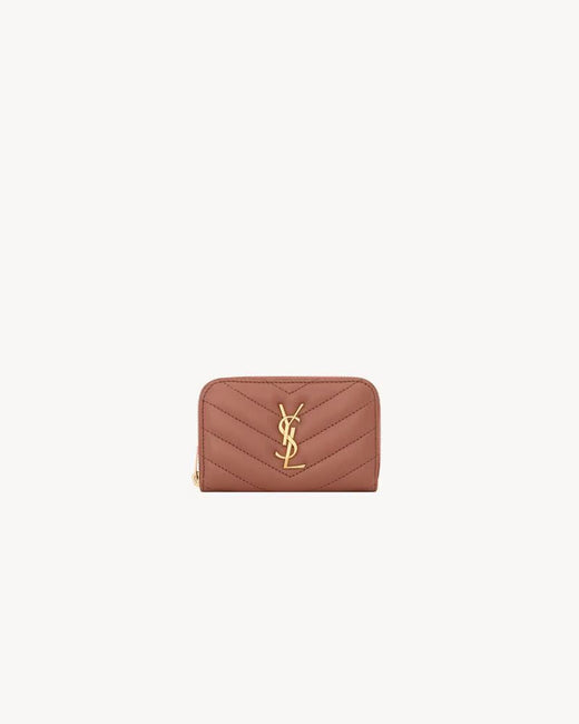 Saint Laurent E25 Portfolio Wallet — Rose Leather