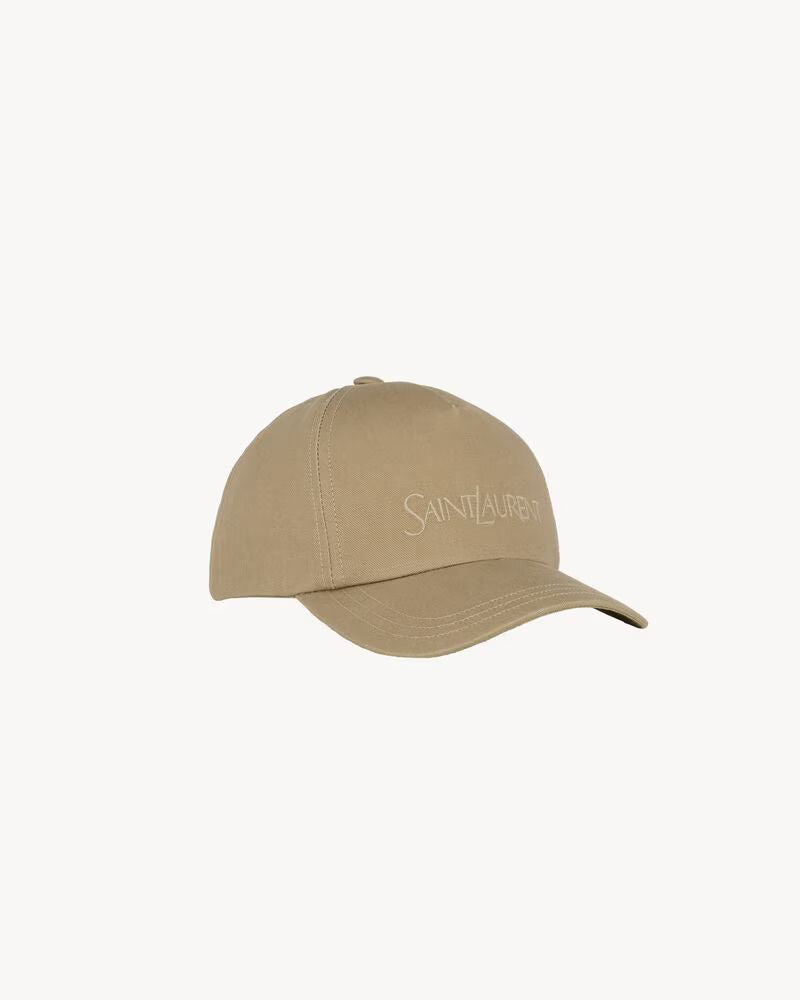 Saint Laurent 7780633yp19 Baseball Cap — Beige Cotton Twill Caps
