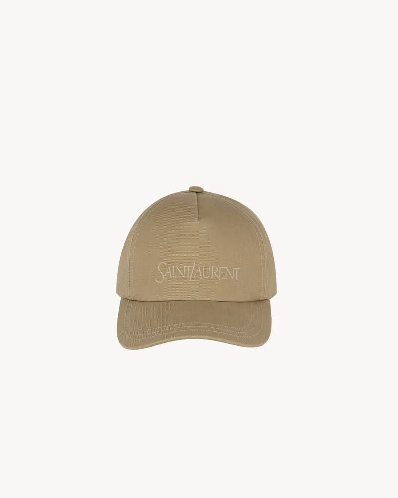 Saint Laurent 7780633yp19 Baseball Cap — Beige Cotton Twill Caps