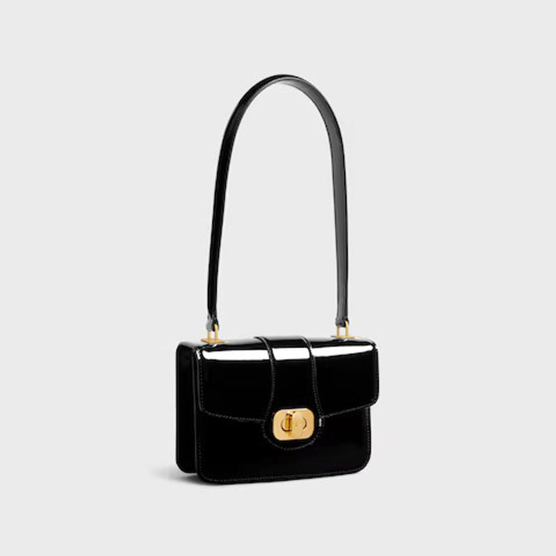 Celine E25 Shoulder Bag — Black Leather