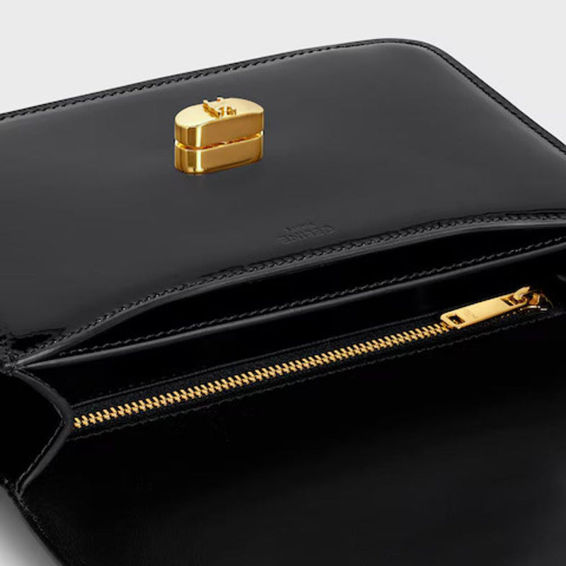 Celine E25 Shoulder Bag — Black Leather