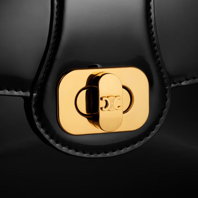 Celine E25 Shoulder Bag — Black Leather