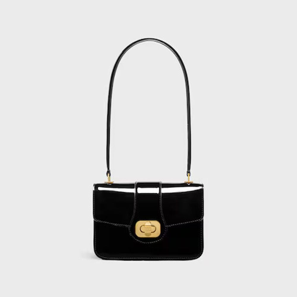 Celine E25 Shoulder Bag — Black Leather