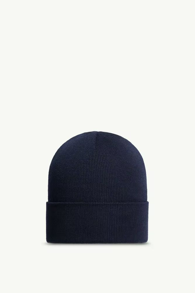 Moncler K20973b0001209974 Ribbed Knit Beanie — Navy Beanies