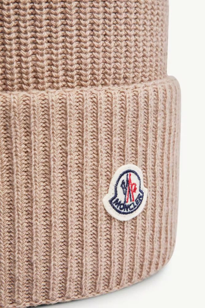Moncler K20933b00032m1241 Ribbed Wool-Blend Beanie — Beige Beanies
