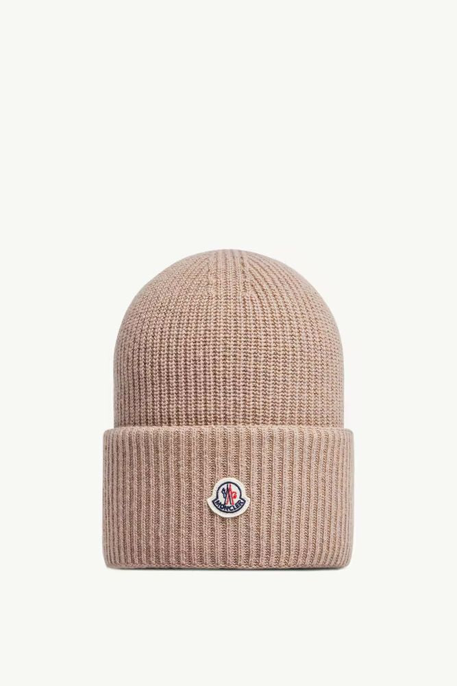 Moncler K20933b00032m1241 Ribbed Wool-Blend Beanie — Beige Beanies