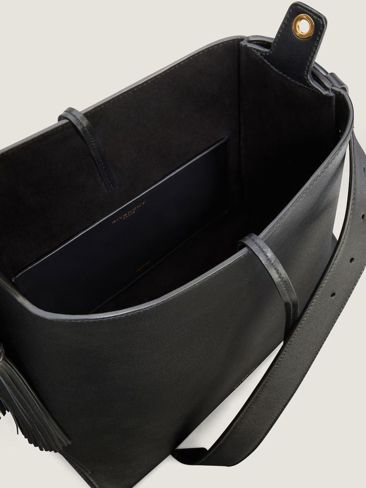 Givenchy Leather With Tassel Shoulder Bag — Black Cuir De Veau