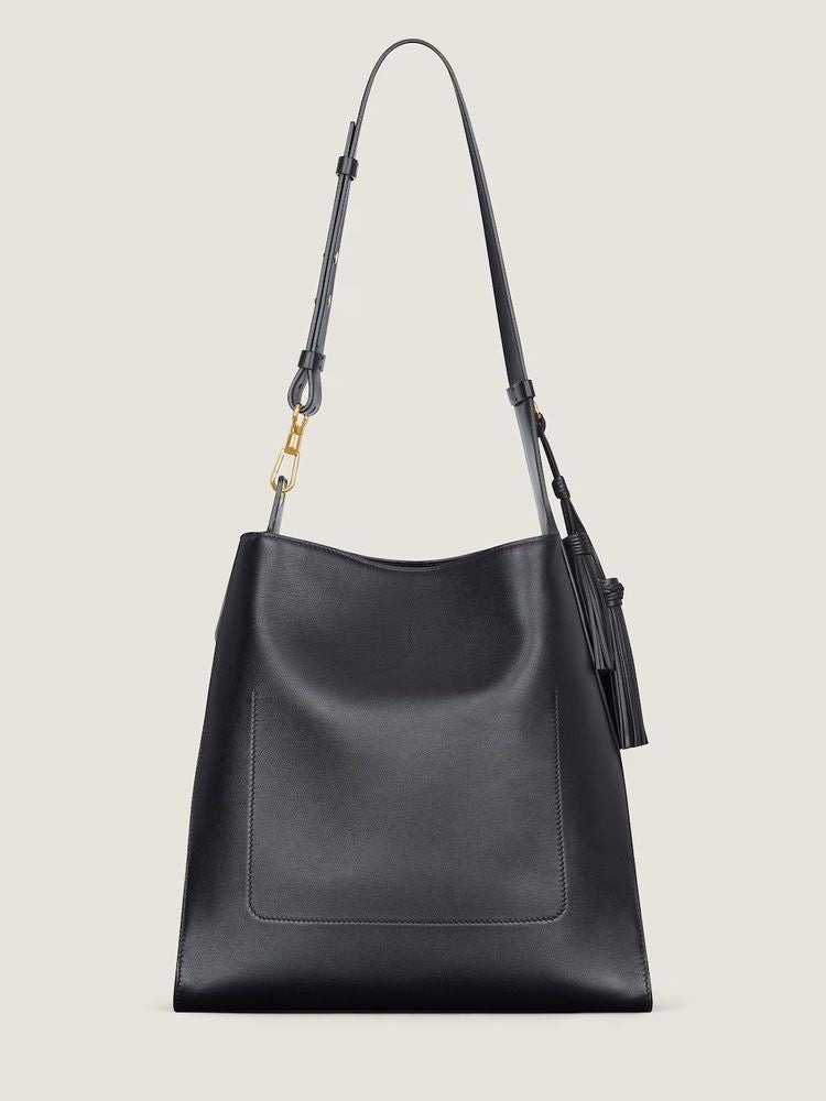 Givenchy Leather With Tassel Shoulder Bag — Black Cuir De Veau