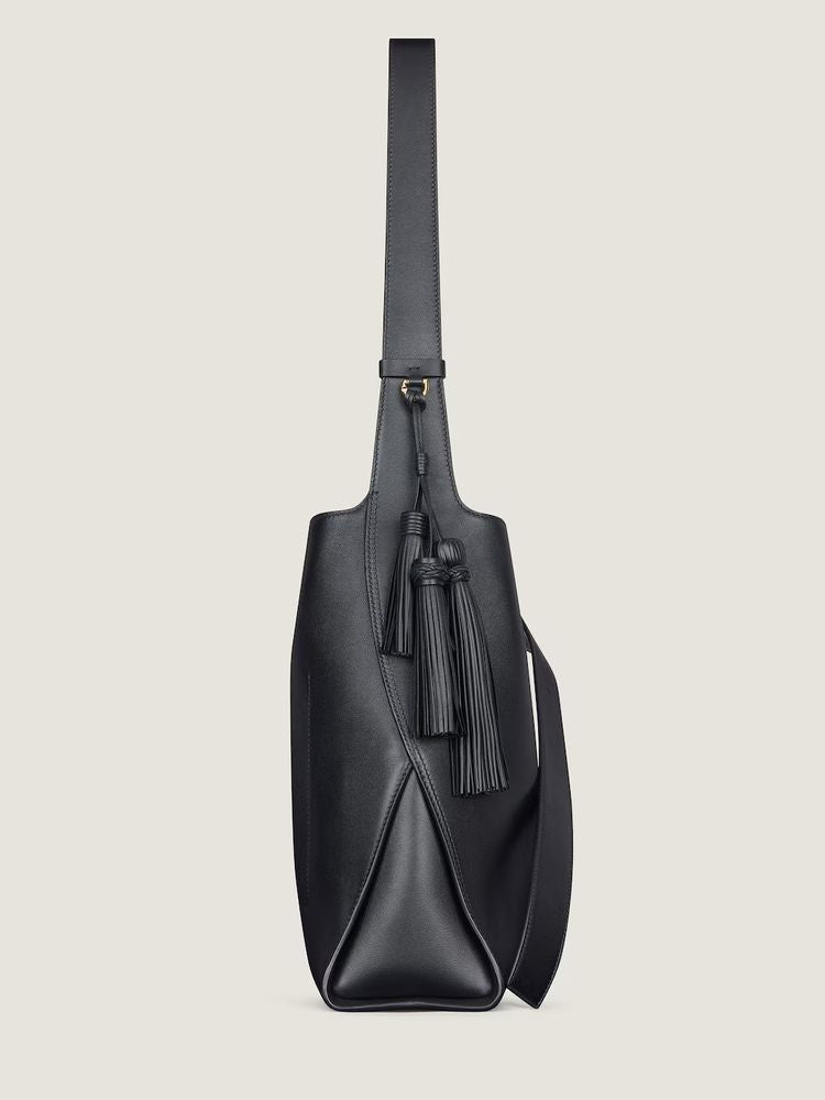 Givenchy Leather With Tassel Shoulder Bag — Black Cuir De Veau
