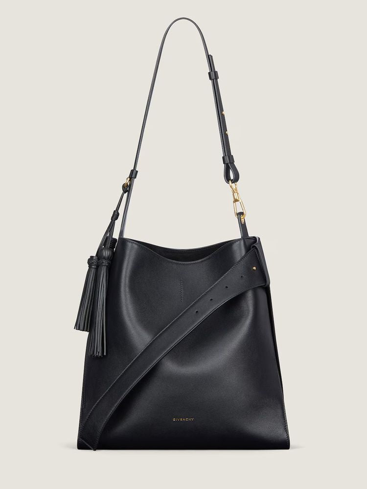 Givenchy Leather With Tassel Shoulder Bag — Black Cuir De Veau
