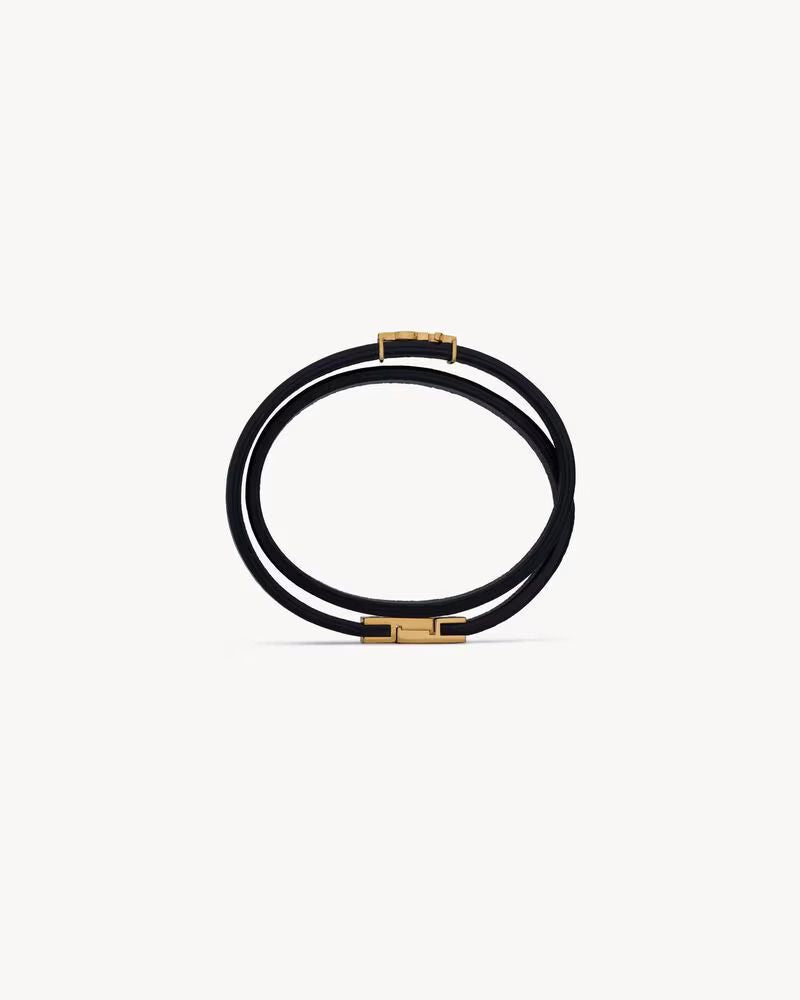 Saint Laurent Bracelet — Black Leather Bracelets