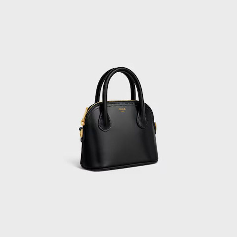 Celine Cel Top Handle Bag — Black Leather