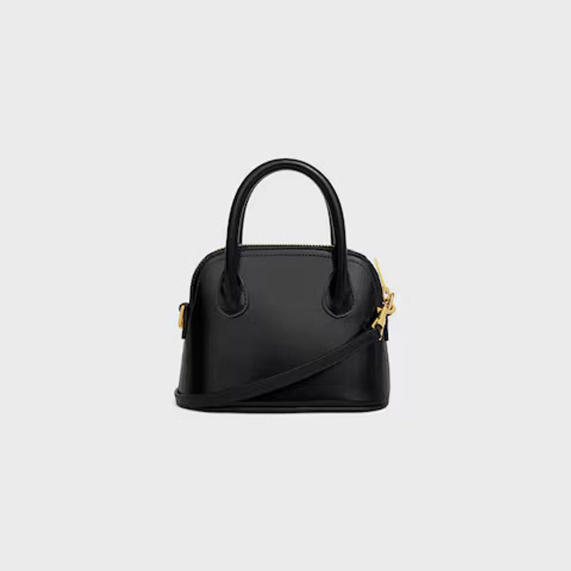 Celine Cel Top Handle Bag — Black Leather