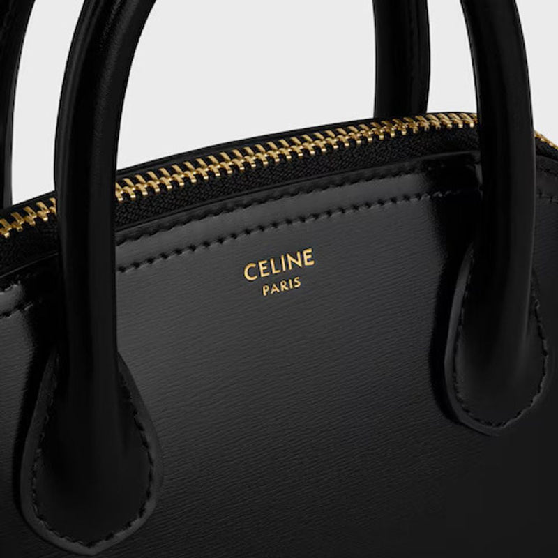 Celine Cel Top Handle Bag — Black Leather
