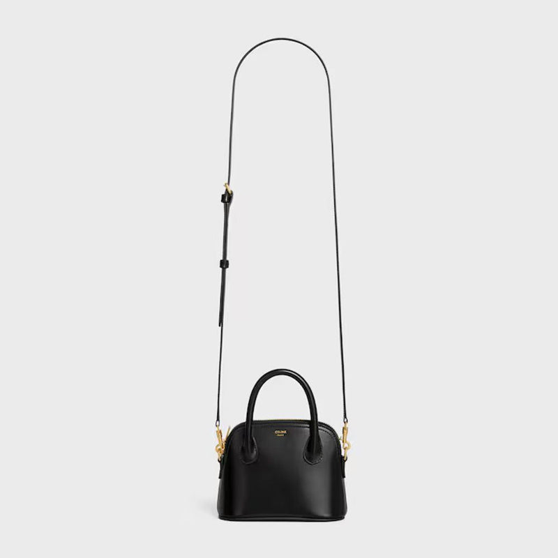 Celine Cel Top Handle Bag — Black Leather