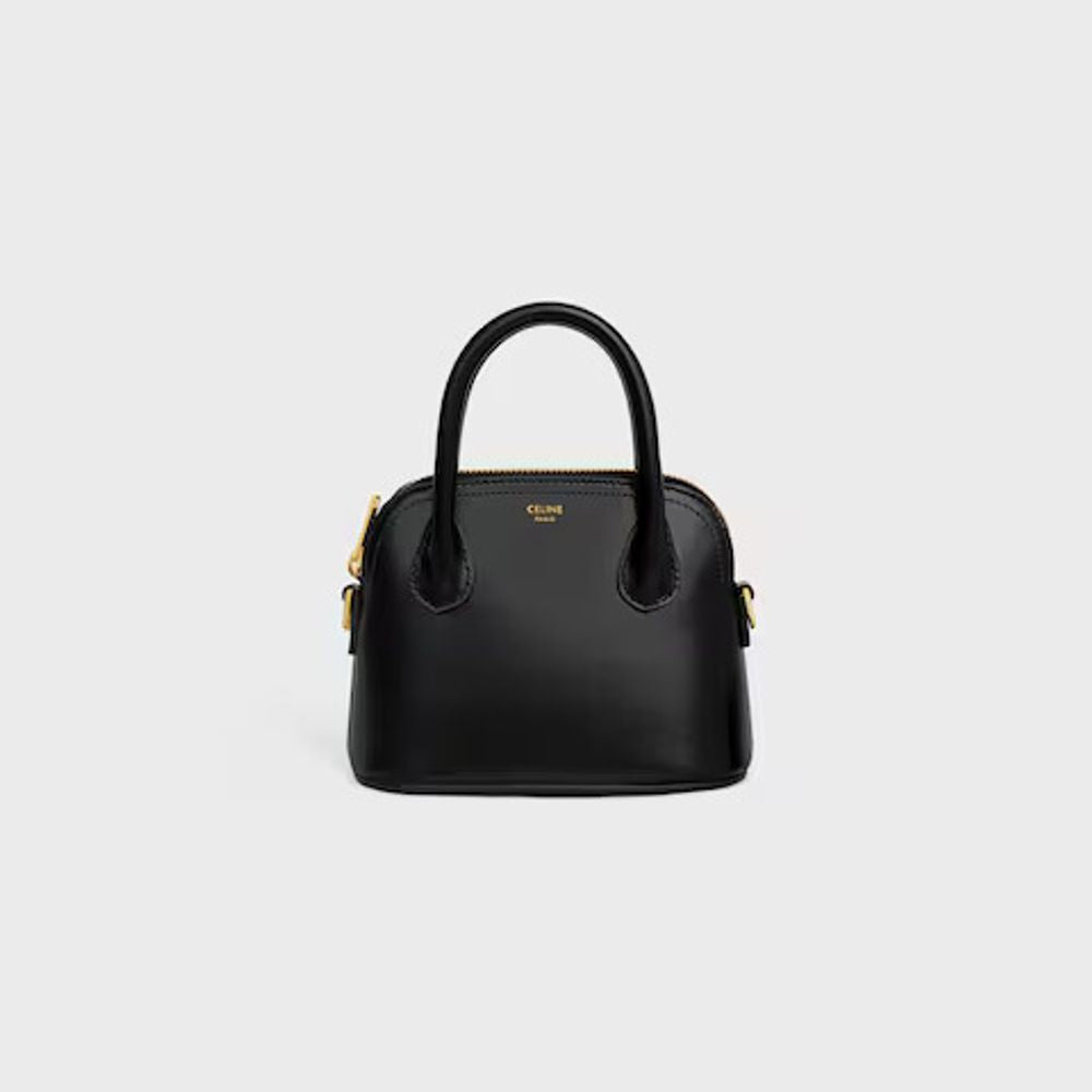 Celine Cel Top Handle Bag — Black Leather