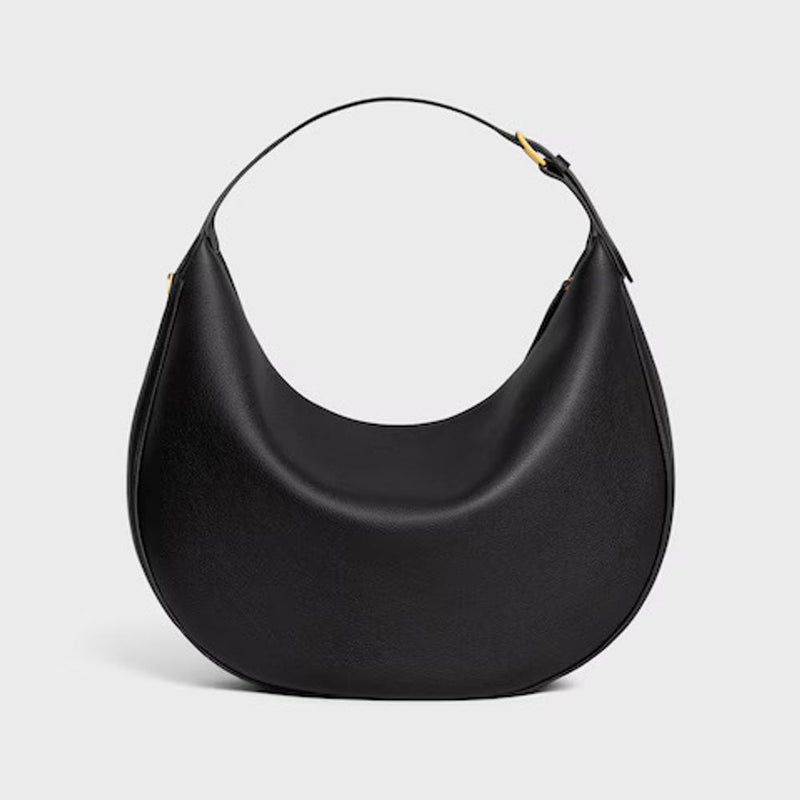 Celine Cel Shoulder Bag — Black Leather