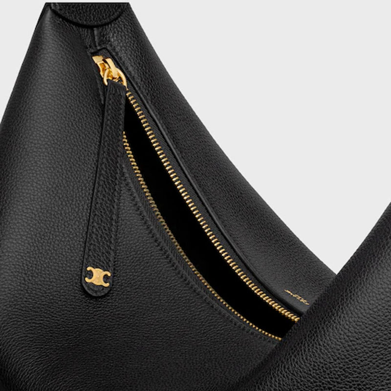 Celine Cel Shoulder Bag — Black Leather