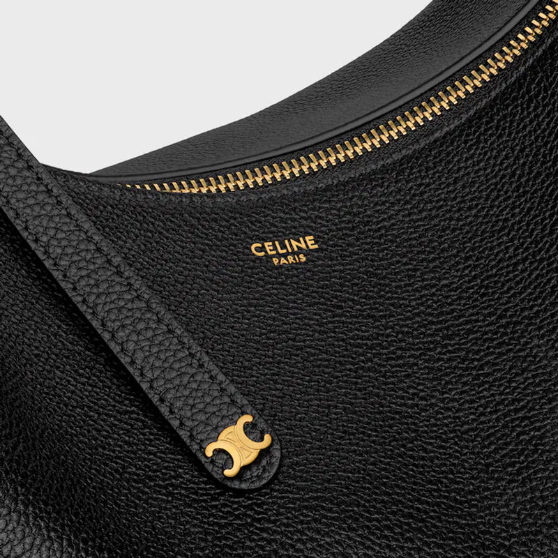 Celine Cel Shoulder Bag — Black Leather