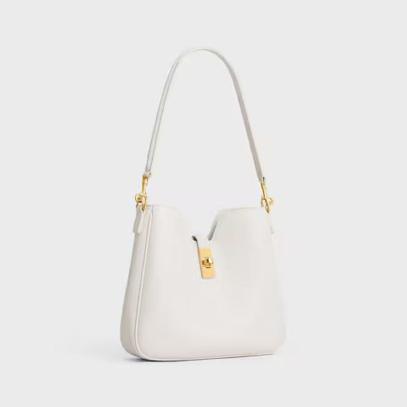 Celine Cel Shoulder Bag — White Leather
