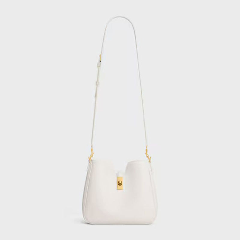 Celine Cel Shoulder Bag — White Leather
