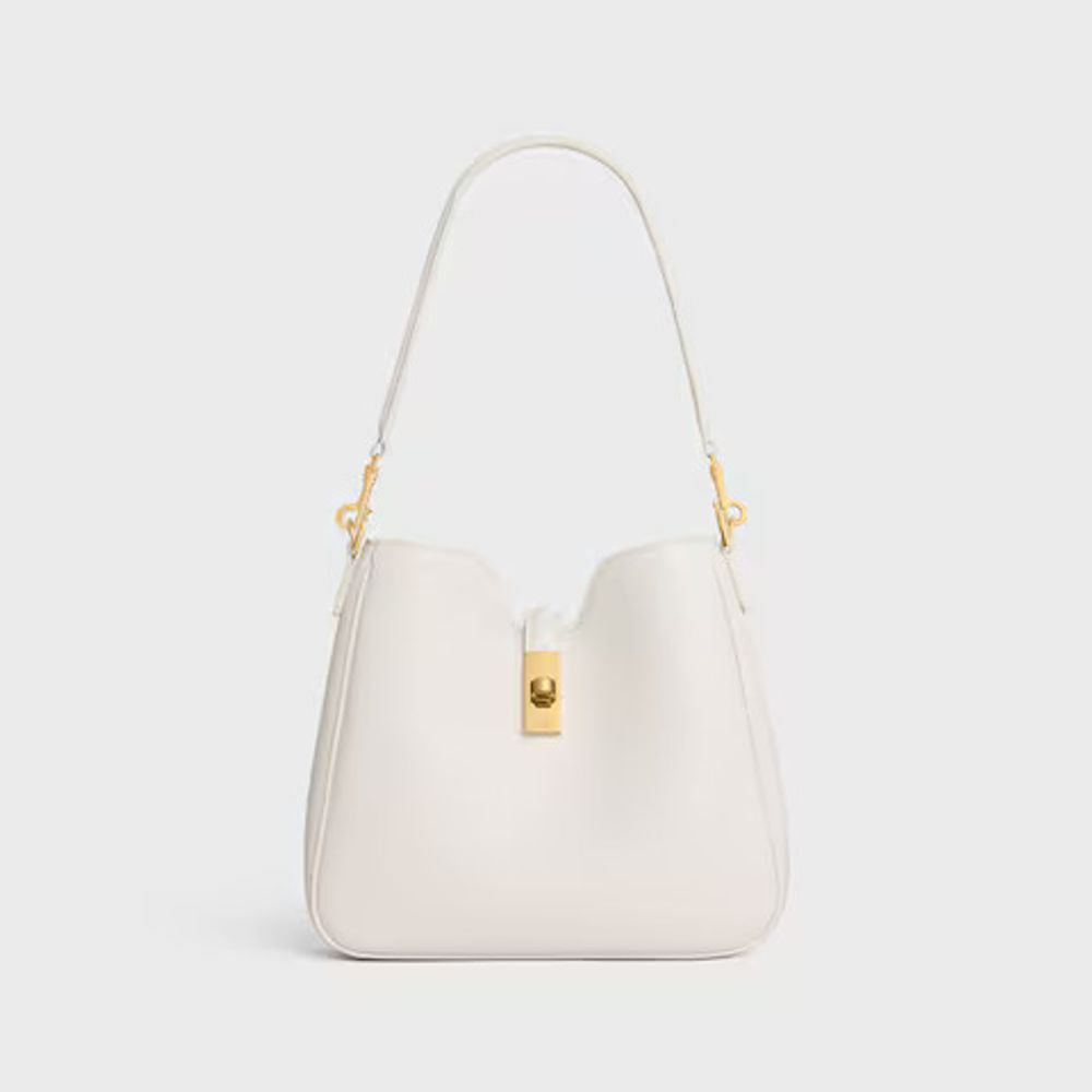 Celine Cel Shoulder Bag — White Leather