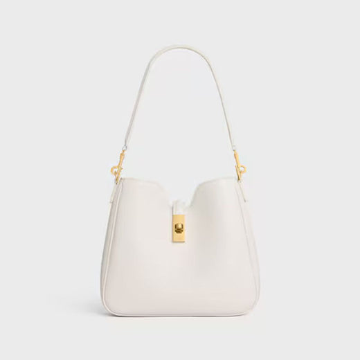 Celine Cel Shoulder Bag — White Leather