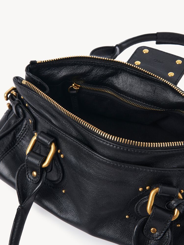 Chloé Pebbled Leather With Chain Handles Shoulder Bag — Black