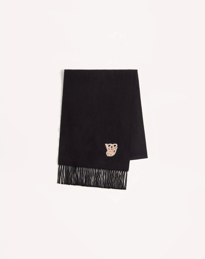 Valentino Garavani Val E26 Scarf — Black Wool Scarfs