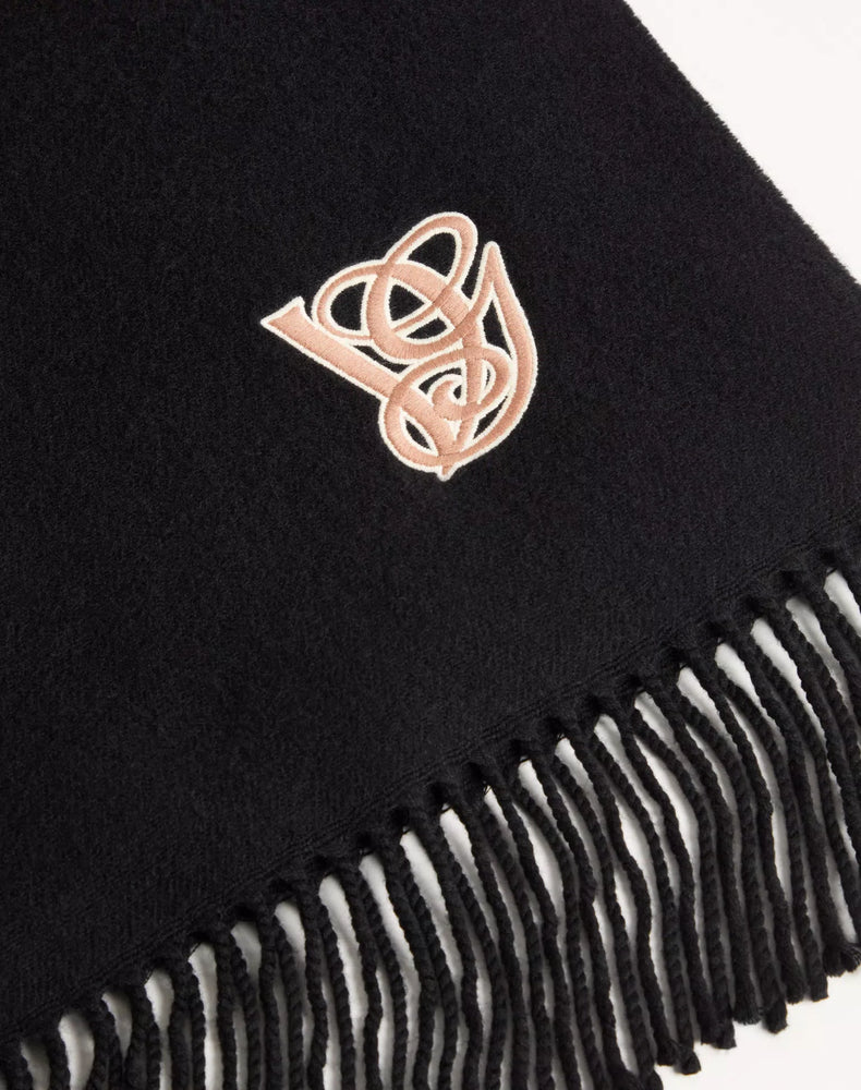 Valentino Garavani Val E26 Scarf — Black Wool Scarfs