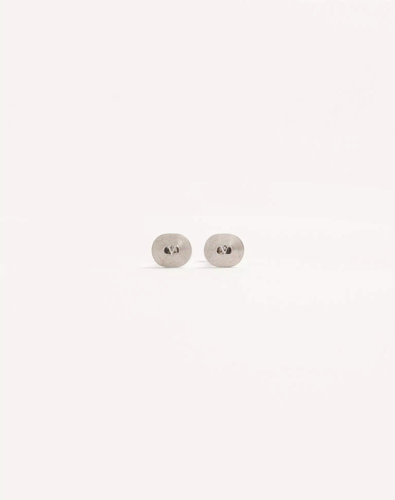 Valentino Garavani Val Button Cufflinks — Silver Metal With Silvered Finish Accessory