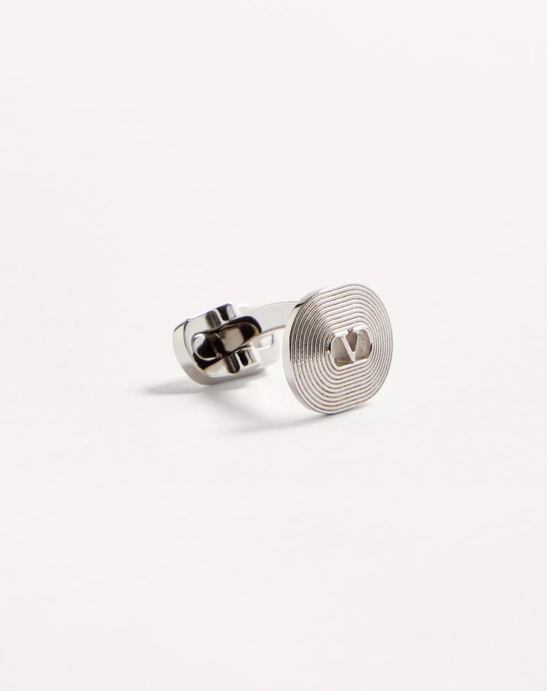Valentino Garavani Val Button Cufflinks — Silver Metal With Silvered Finish Accessory