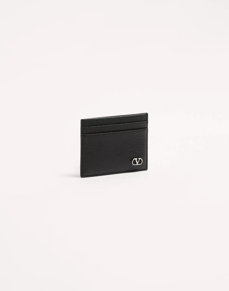 Valentino Garavani Textured Leather Card Case — Black Cases